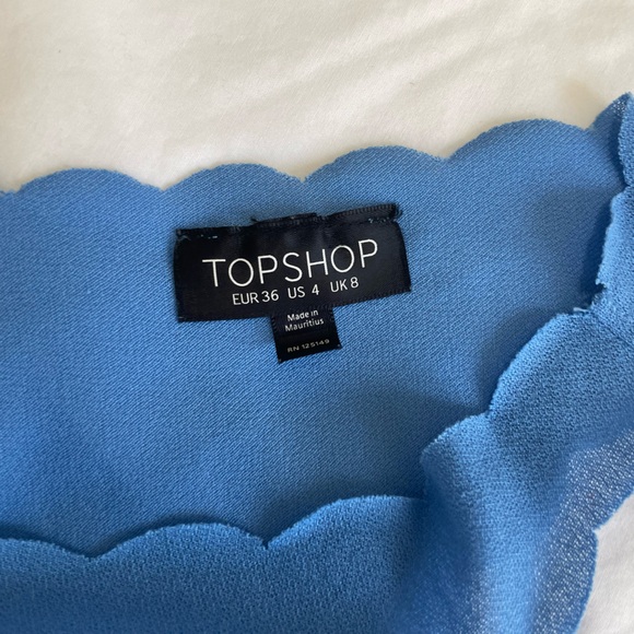 Zara Blue Scalloped Crop Top - Picture 4 of 4